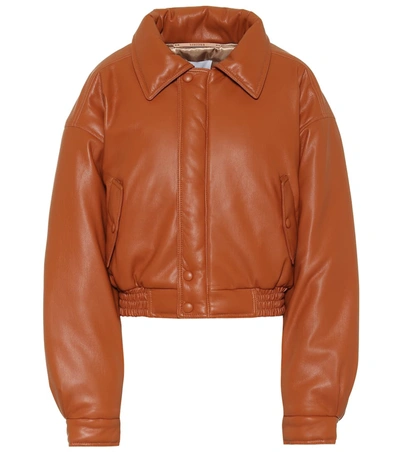 Nanushka Bomi Vegan Leather Bomber Jacket In Orange