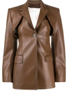 Peter Do Convertible Faux Leather Blazer In Brown
