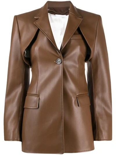 Peter Do Convertible Faux Leather Blazer In Brown
