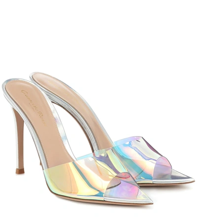 Gianvito Rossi 105 Iridescent Pvc And Leather Mules In Silver