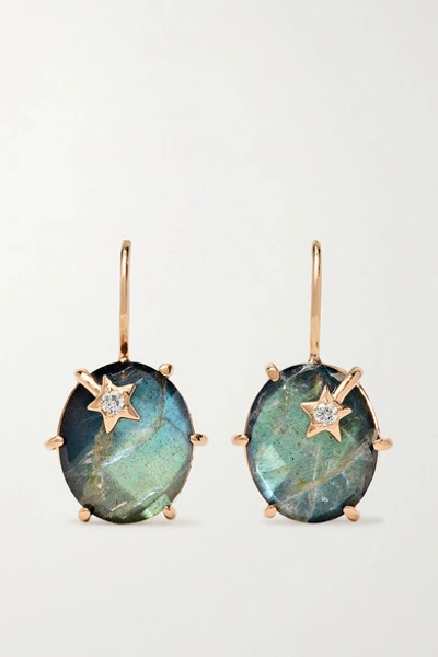 Andrea Fohrman Mini Galaxy 18-karat Rose Gold, Labradorite And Diamond Earrings