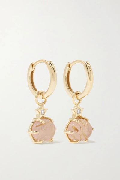 Andrea Fohrman Mini Cosmo 14-karat Gold, Quartz And Diamond Earrings