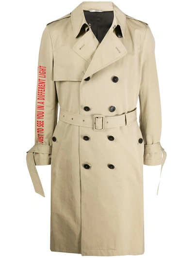 Valentino Double Breasted Cotton Trench Coat In Beige