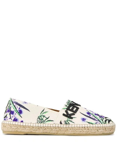 Kenzo 10mm Printed Cotton Canvas Espadrilles In White