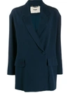 Fendi Silk Off-centred Buttoned Blazer In Blue
