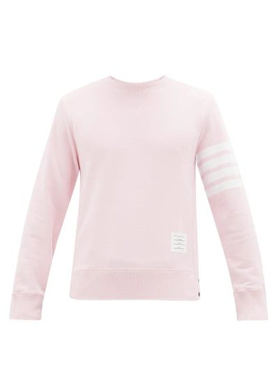 Thom Browne Intarsia Stripes Cotton Sweatshirt In Light Pink