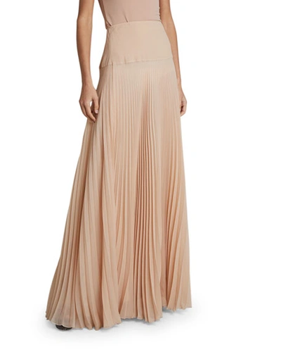 Chloé Pleated Crepe A-line Skirt In Light Pink