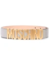 Moschino Men's Leather Logo-buckle Belt In White/gold