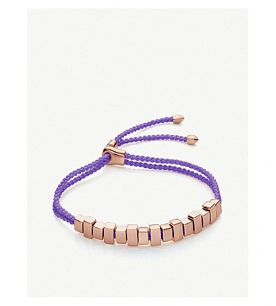 Monica Vinader Linear Ingot 18ct Rose-gold Vermeil Woven Friendship Bracelet In Lavender Purple