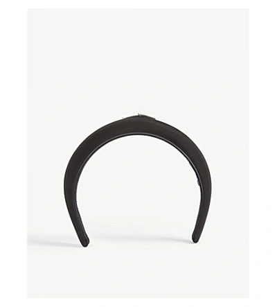 Prada Triangle Logo Woven Alice Band In Black