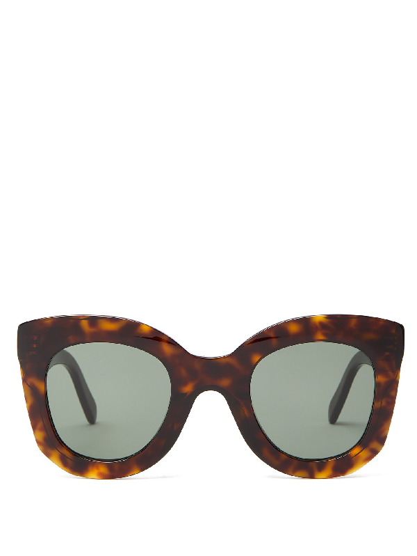 Celine Oversized Round Tortoise-effect Acetate Sunglasses In ...