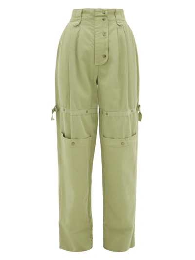 Etro Margherita Cargo-pocket Cotton-canvas Trousers In Green