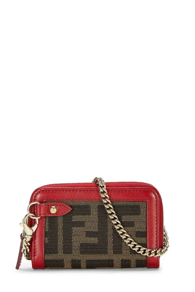 Pre-owned Fendi Red Zucca Canvas Coin Purse
