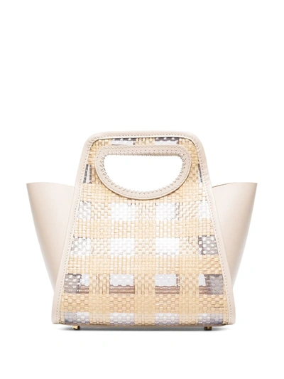 Elleme Neutral Cupidon Small Leather And Raffia Tote Bag In Neutrals