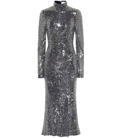 Galvan Legato Gunmetal Sequin Midi Dress