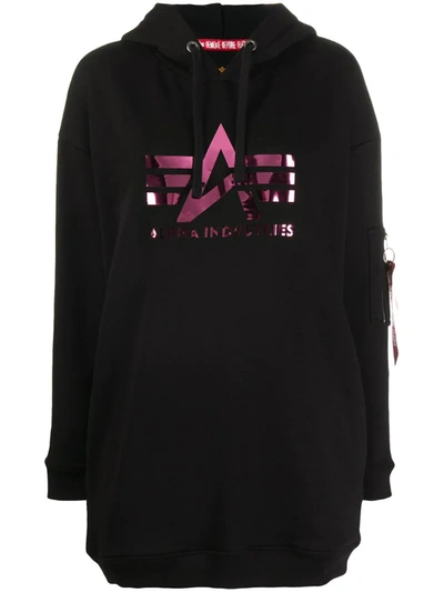 Alpha Industries Black Logo Hooded Cotton-blend Sweatshirt