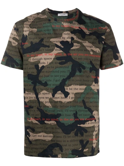 Valentino Camouflage Print Cotton T-shirt In Multicolor
