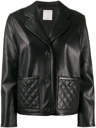お気に入り Jacket Leather Quilted-pocket Shanon Sandro In ModeSens | Black ジャケット・アウター