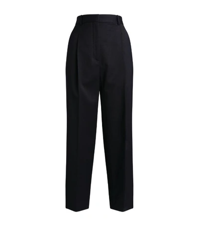 Sandro Navam Pleated Wide-leg Pants In Navy Blue