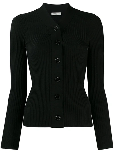 Sandro Gabrielle Ribbed Knitted Cardigan In Ecru