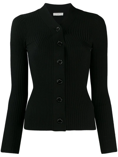 Sandro Gabrielle Ribbed Knitted Cardigan In Black