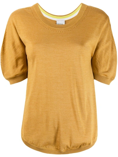 Paul Smith Short Sleeved Knitted Top In Yellow