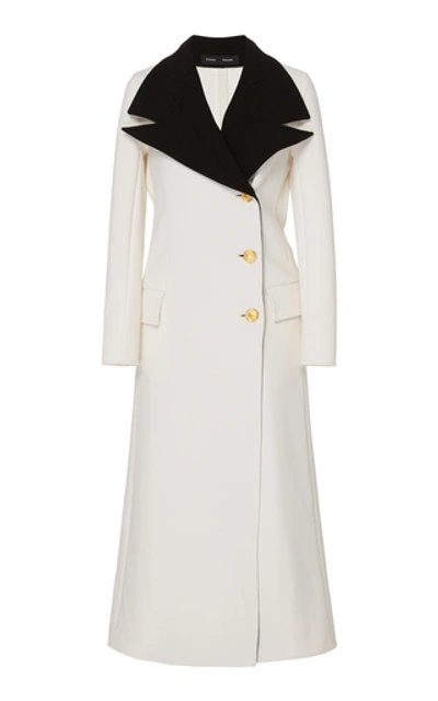 Proenza Schouler Layered Contrast Lapel Wool Blend Coat In White