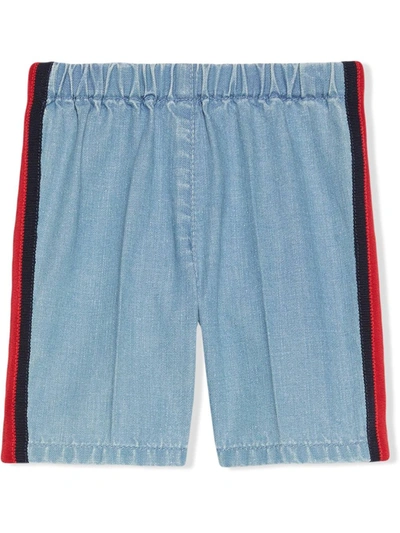 Gucci Babies' Jeans With Web Stripe In Blue
