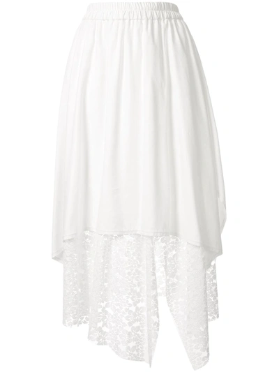 Goen J Overlay Mesh Lace Skirt In White