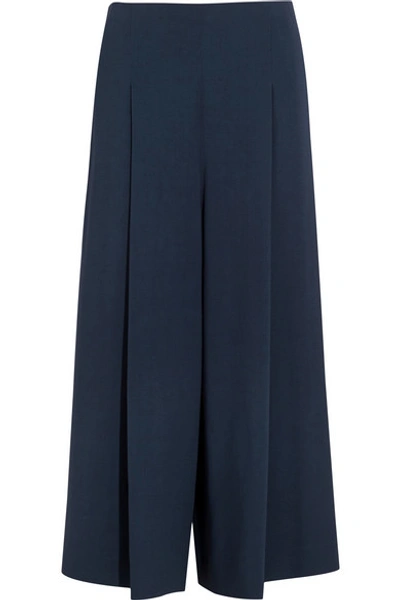 The Row Loja Cropped Stretch-cady Wide-leg Pants In Blue