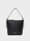 Dkny Tappen Leather Convertible Zip Hobo, Created For Macy's In Black/silver