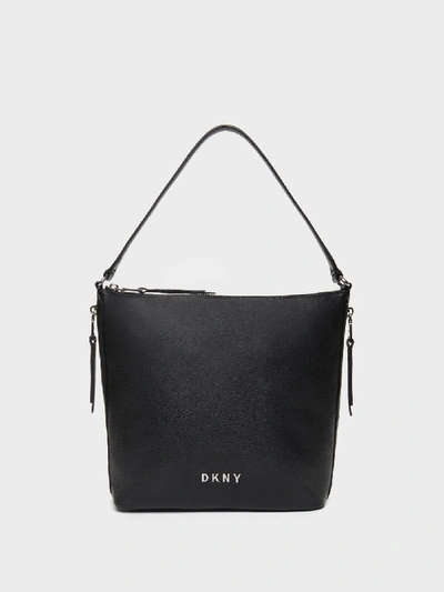 Dkny Tappen Leather Convertible Zip Hobo, Created For Macy's In Black/silver
