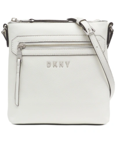Dkny Tappen Leather Crossbody, Created For Macy's In White/sliver