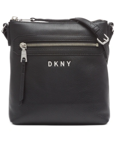 Dkny Tappen Leather Crossbody, Created For Macy's In Black/silver