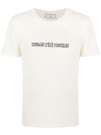 Ami Alexandre Mattiussi Soudain L'été Prochain Print T-shirt In Off-white