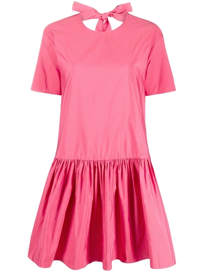 Valentino Bow Detail Flared Dress In Pink