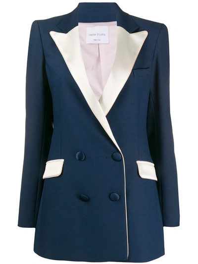 Hebe Studio Two Tone Double Breasted Blazer In Blue
