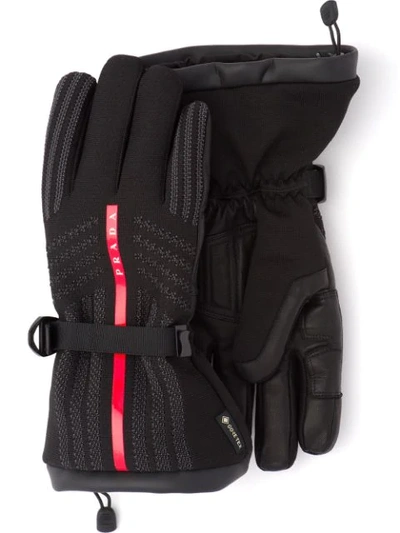 Prada X Gore-tex Logo Gloves In Black