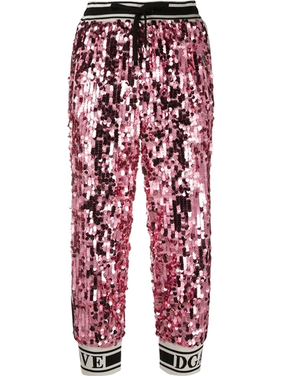 Dolce & Gabbana Sequin Track Pants In Pink