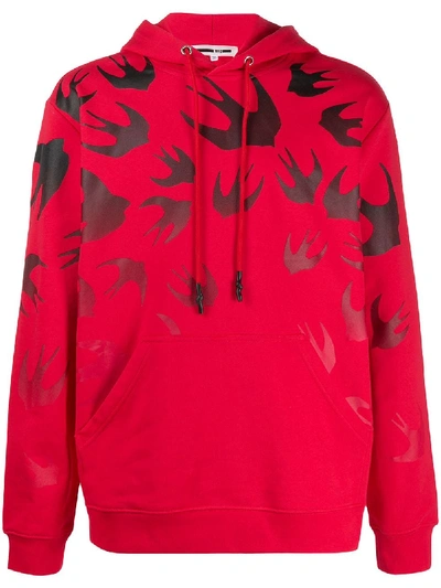 Mcq By Alexander Mcqueen Swallow Print Hoodie In Red