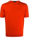 Roberto Collina Fine Knit Crew Neck T-shirt In Orange