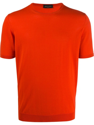 Roberto Collina Fine Knit Crewneck T-shirt In Orange