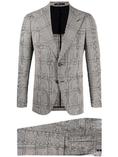 Tagliatore Checked Suit In Grey