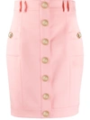 Balmain Short Single-breasted Skirt In Pink