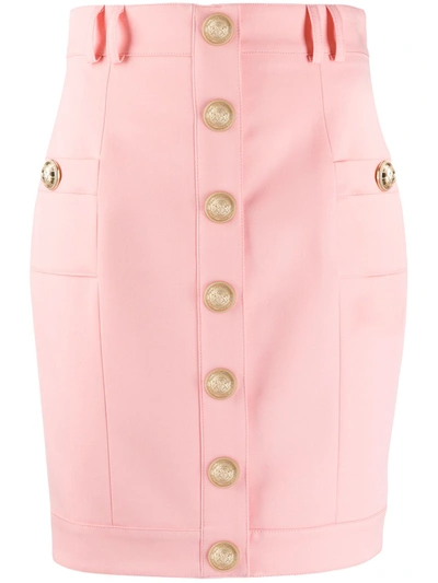 Balmain Short Single-breasted Skirt In Pink