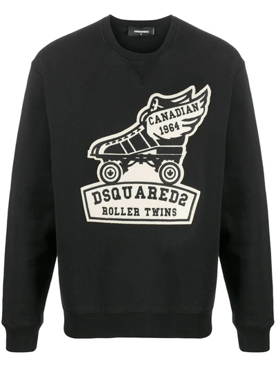 Dsquared2 Roller Twins Patch Sweatshirt In Black