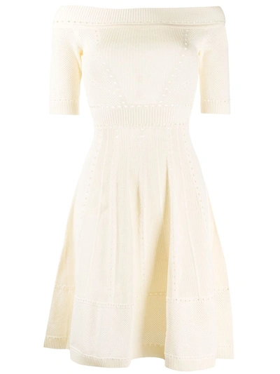 Dsquared2 Open-knit Flared Dress In Neutrals