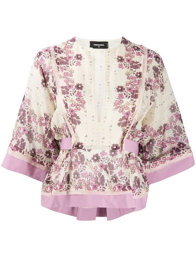 Dsquared2 Floral Print Blouse In Pink