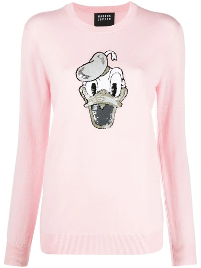 Markus Lupfer Donald Duck Crew Neck Jumper In Pink