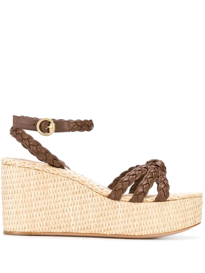 Gianvito Rossi Braided Wedged Sandals In Brown